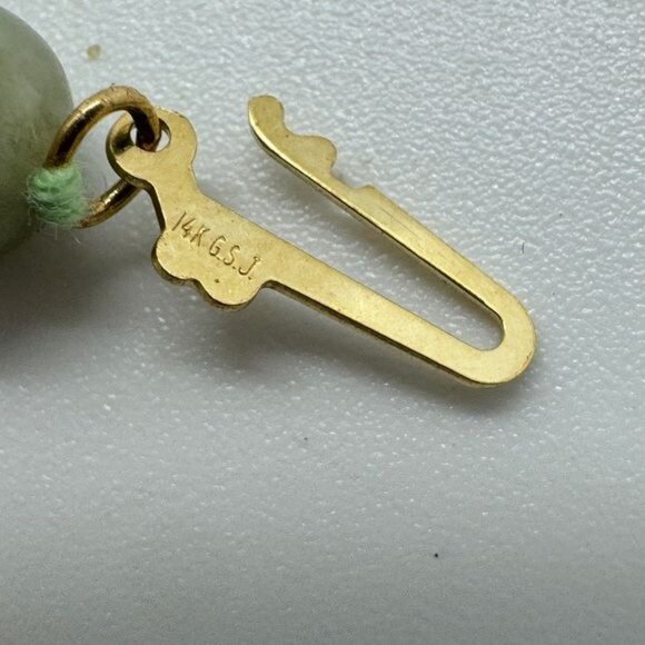 14K Yellow Gold Jade Bead Bracelet 8” Green Round New Ball - Picture 4 of 10